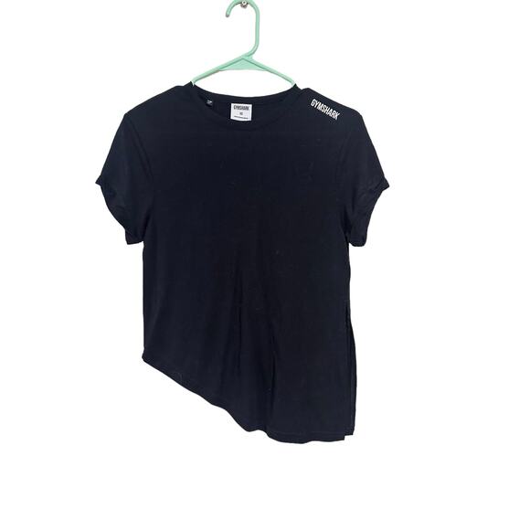 Gymshark Women's Short Sleeve Asymmetrical Black T-Shirt Size XS - Picture 1 of 8